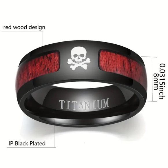 MENS BLACK PLATED TITANIUM RING WITH WHISKEY 🥃 BARREL INSIDE - Picture 7 of 9